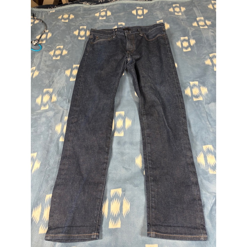 Uniqlo Jeans Mens 33x32 Slim Straight Kaihara Denim Dark Wash 321-463908 Indigo
